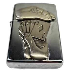 Zippo Lighter Barrett Smythe Poker Full House Surprise 02 Chrome Good Condition